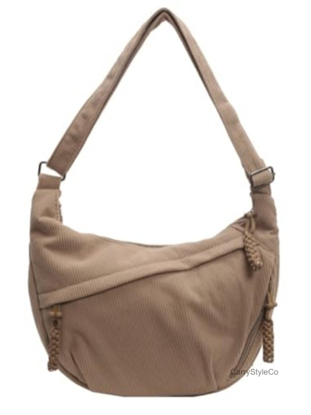 Corduroy Hobo Shoulder Bag Nylon Canvas Crossbody Slouchy Dumpling Purse